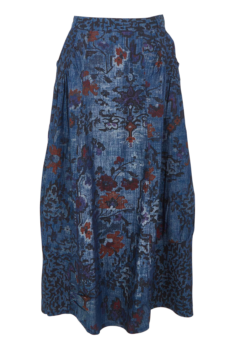 Product shot of the Tabriz Skirt in colour Tabriz (Blue), from the front