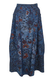 Product shot of the Tabriz Skirt in colour Tabriz (Blue), from the front
