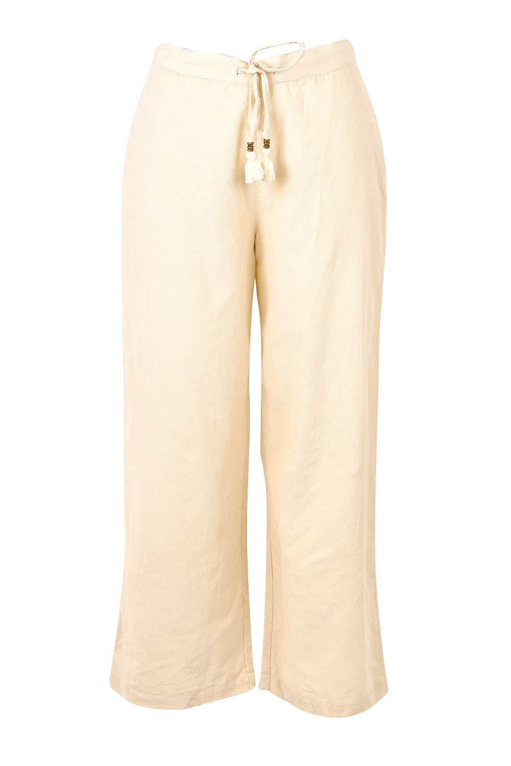 Product shot of the Corduroy Flared Trouser in colour Ecru, from the front