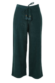 Product shot of the Corduroy Flared Trouser in colour Pine (Green), from the front