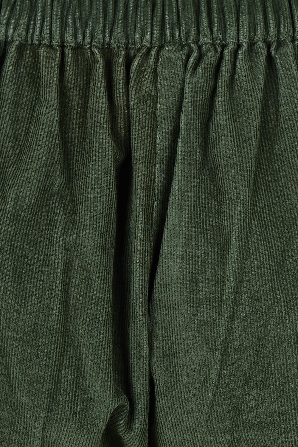 Product shot of the Cord Solids Wide Leg Pant in colour Military (Green), detail