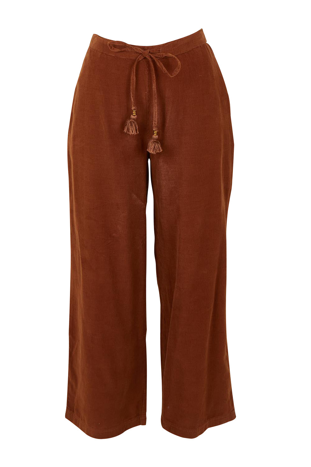Product shot of the Cord Solids Wide Leg Pant in colour Tan, from the front