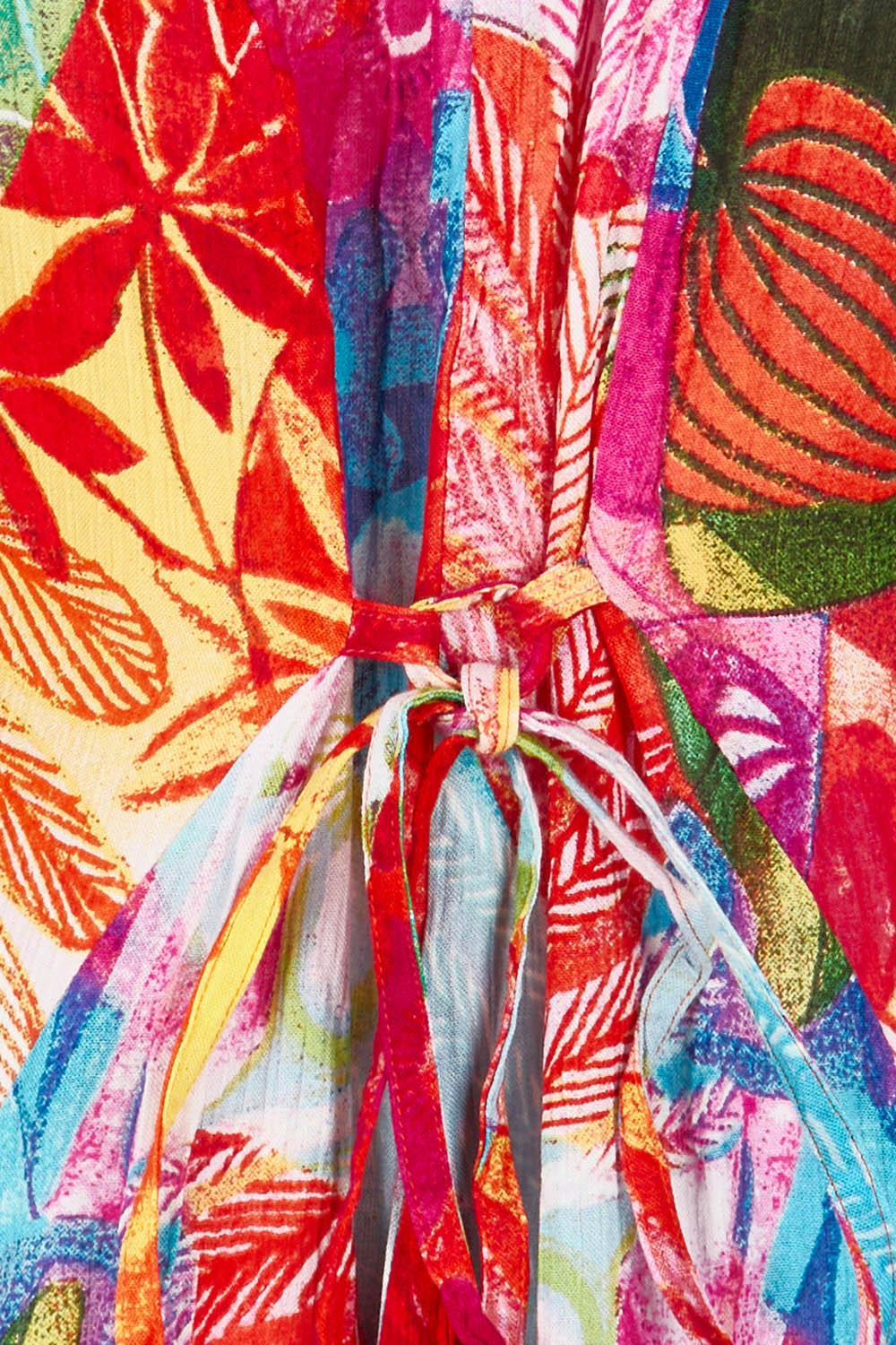 Product shot of the Jozani Godet Short Sleeve Dress in colour Print (Pink), detail