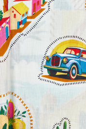 Product shot of the Short Sleeve Reversible Cotton Dress in colour Guatemala, detail