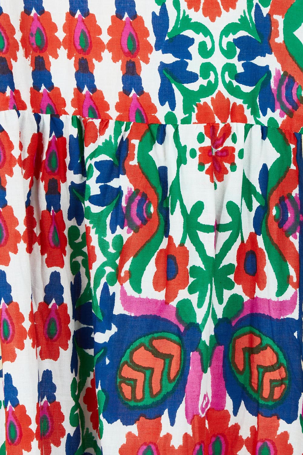 Product shot of the Square Neckline Layers Cotton Dress in colour Buzios, detail