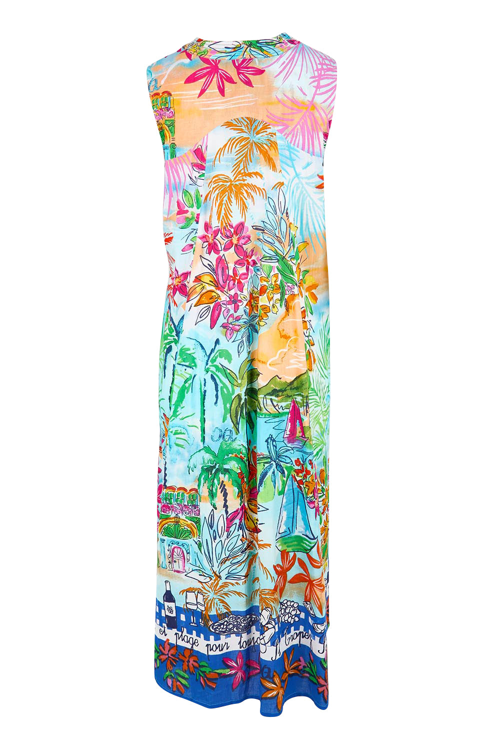 Product shot of the Sleeveless V Maxi Dress – Print in colour Print, from the back