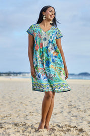 Model Eshan wearing size 10 of the Easy Fit Dress – Print in colour Print, from the front