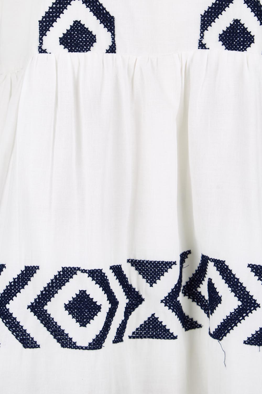 Product shot of the Essentials Embroidered Layers Cotton Dress - White in colour White, showing detail