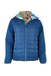 Product shot of the Oriental Nights Puffer Reversible Coat in colour Oriental, detail