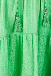Product shot of the Essential Broderie Layers Cotton Dress in colour Green (Green), detail