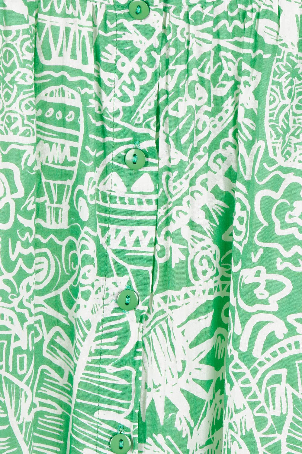 Product shot of the Collar Cotton Midi Dress in colour Green (Green), detail