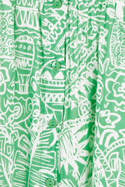 Product shot of the Collar Cotton Midi Dress in colour Green (Green), detail