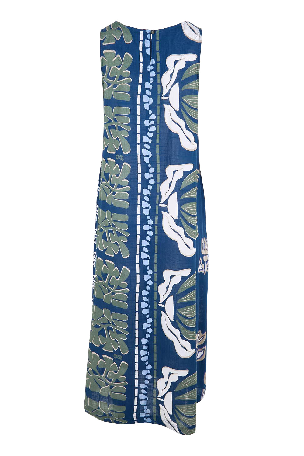 Product shot of the Sleeveless Midi Dress – Blue in colour Blue, from the back