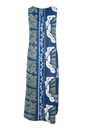 Product shot of the Sleeveless Midi Dress – Blue in colour Blue, from the back