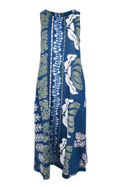 Product shot of the Sleeveless Midi Dress – Blue in colour Blue, from the front