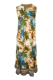 Product shot of the Sleeveless V  Maxi Dress – Print in colour Print, from the back