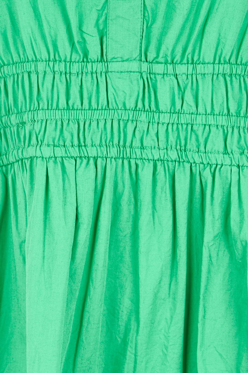 Product shot of the Essentials Poplin Short Sleeve Cotton Short Dress - Green in colour Green, showing detail