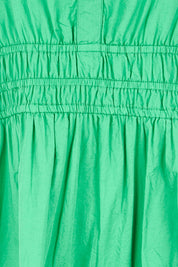 Product shot of the Essentials Poplin Short Sleeve Cotton Short Dress - Green in colour Green, showing detail