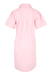 Product shot of the Essentials Poplin Flair Collar Cotton Dress - Pink in colour Pink, from the back