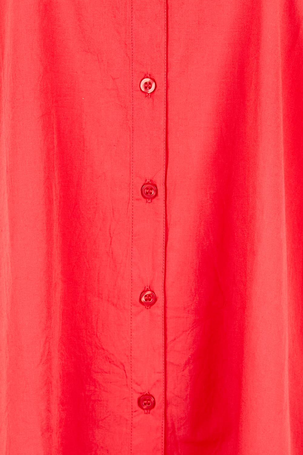 Product shot of the Essentials Poplin Flair Collar Cotton Dress - Red in colour Red, showing detail