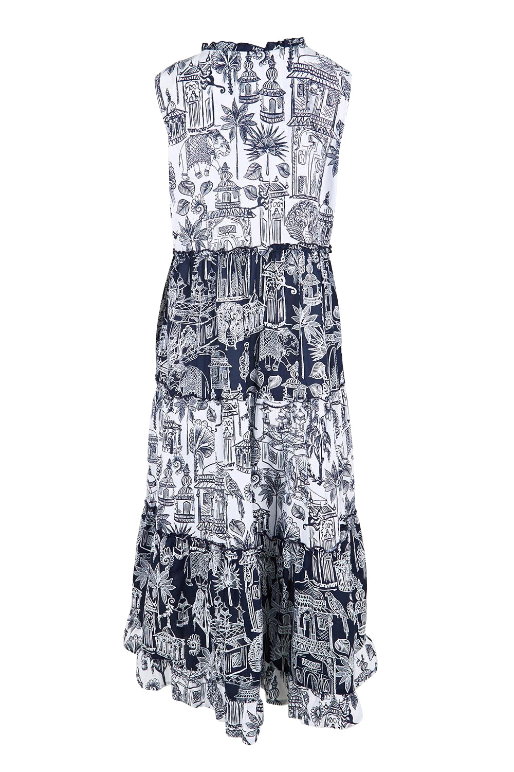 Product shot of the Sleeveless Layers Dress – Mix in colour Mix, from the back