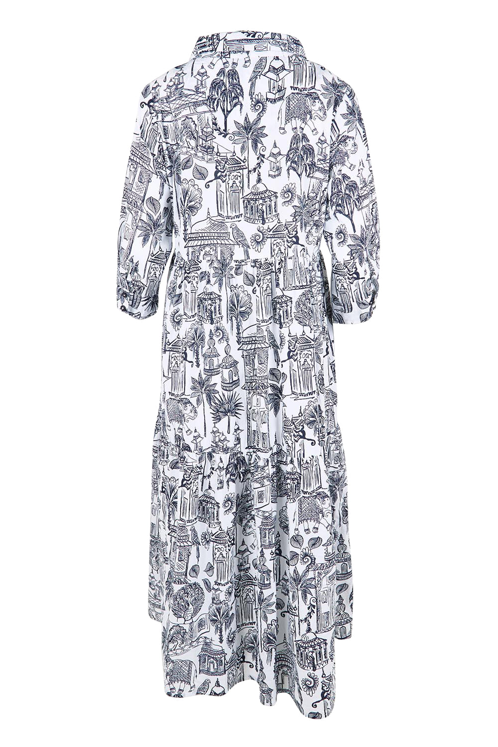 Product shot of the Layers Collar Dress – White in colour White, from the back