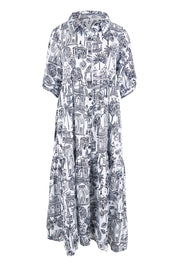 Product shot of the Layers Collar Dress – White in colour White, showing detail