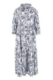 Product shot of the Layers Collar Dress – White in colour White, from the front