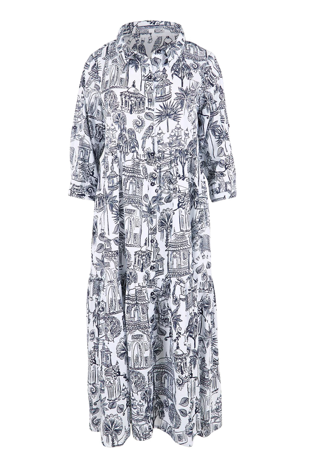Product shot of the Layers Collar Dress – White in colour White, from the front