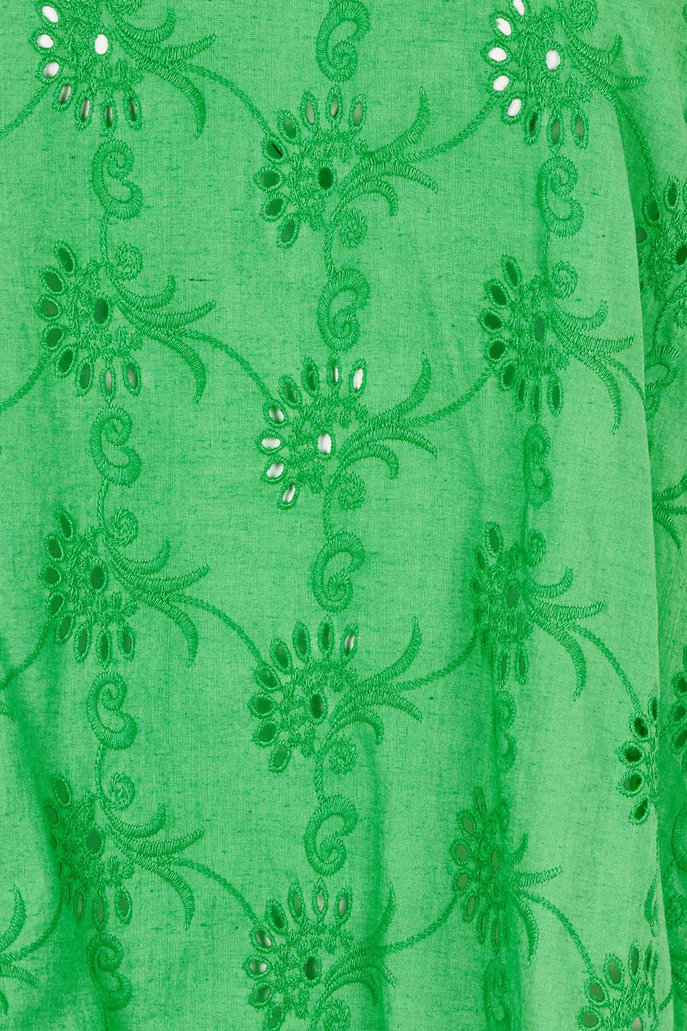 Product shot of the Essentials Broderie Cotton Top in colour Green (Green), detail