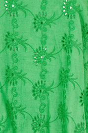 Product shot of the Essentials Broderie Cotton Top in colour Green (Green), detail