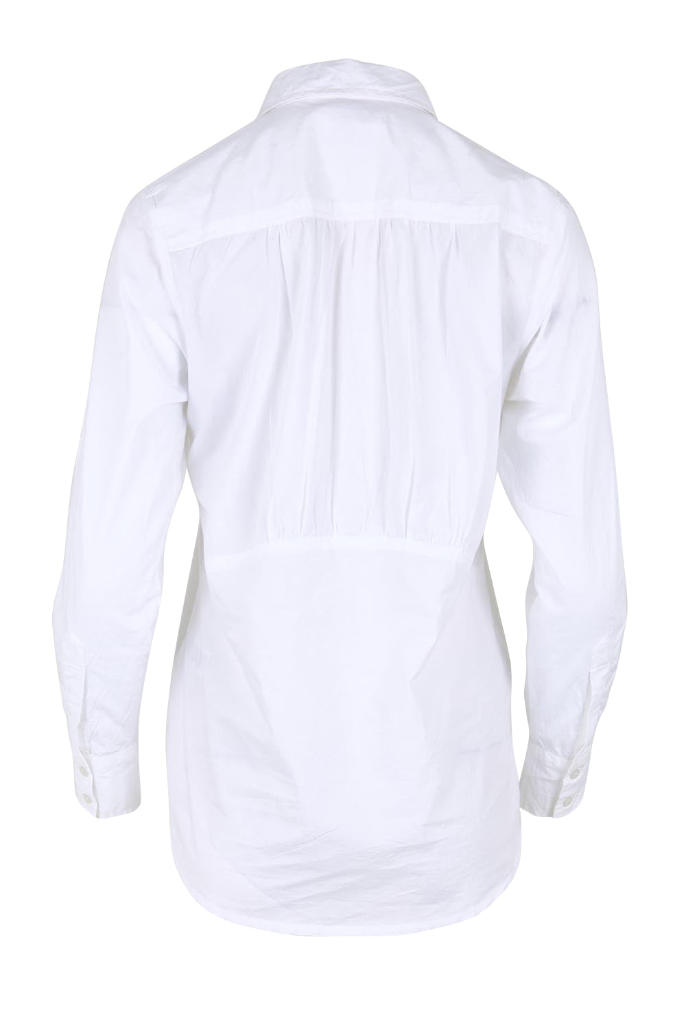Product shot of the Essentials Poplin Cotton Shirt - White in colour White, from the back