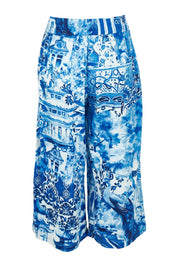 Product shot of the Okayama Cotton Pant in colour Okayama (Blue), from the back