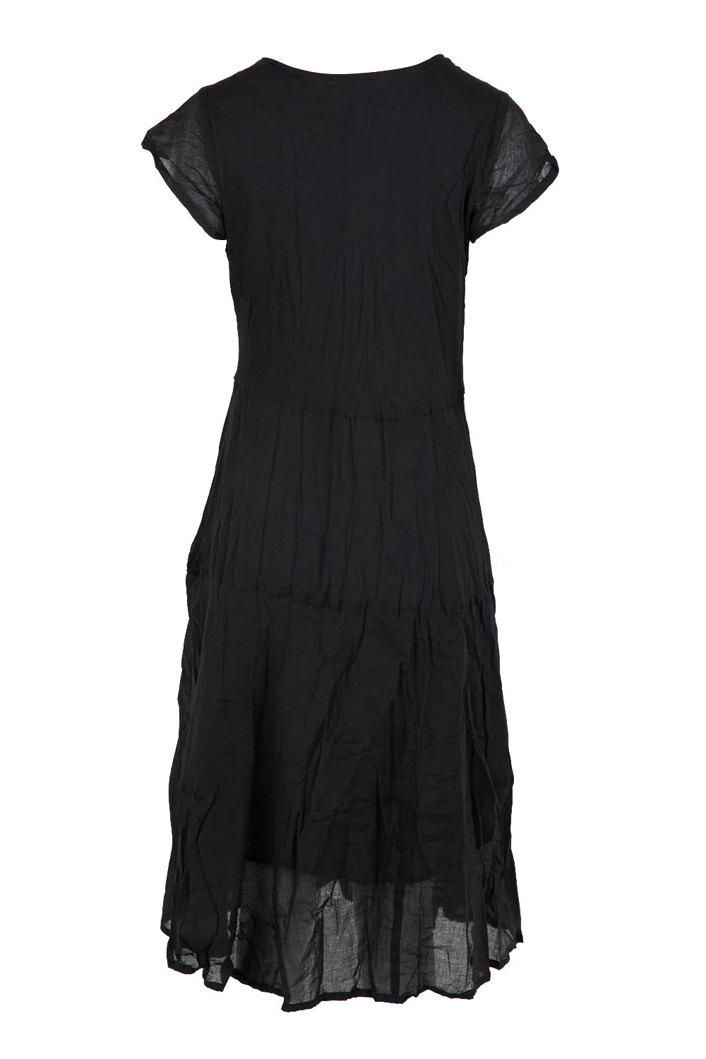 Product shot of the Essentials Bias Pockets Cotton Dress - Black in colour Black, from the back