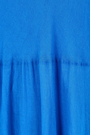 Product shot of the Essentials Bias Pockets Cotton Dress - Blue in colour Blue, showing detail