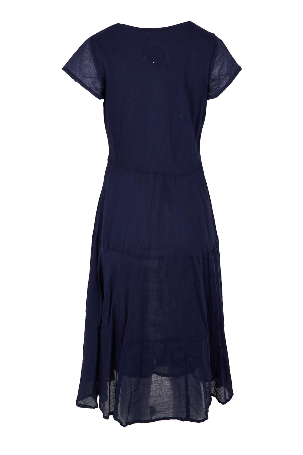 Product shot of the Essentials Bias Pockets Cotton Dress - Navy in colour Navy, from the back