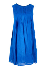 Product shot of the Essentials Easy Fit Sleeveless Cotton Dress - Blue in colour Blue, from the front