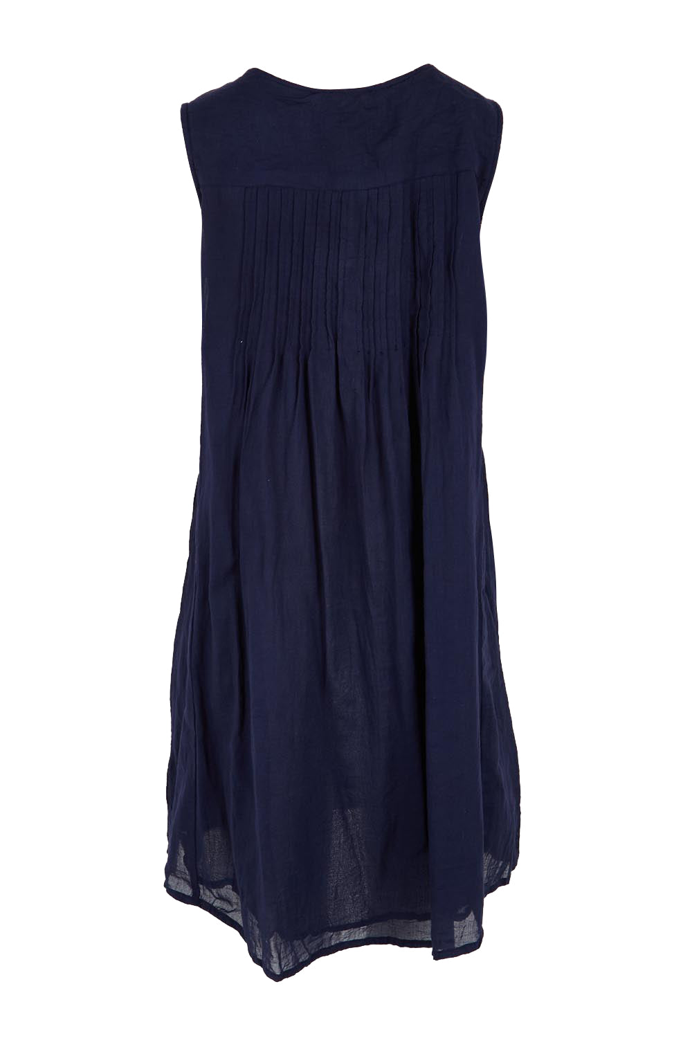 Product shot of the Essentials Easy Fit Sleeveless Cotton Dress - Navy in colour Navy, from the back