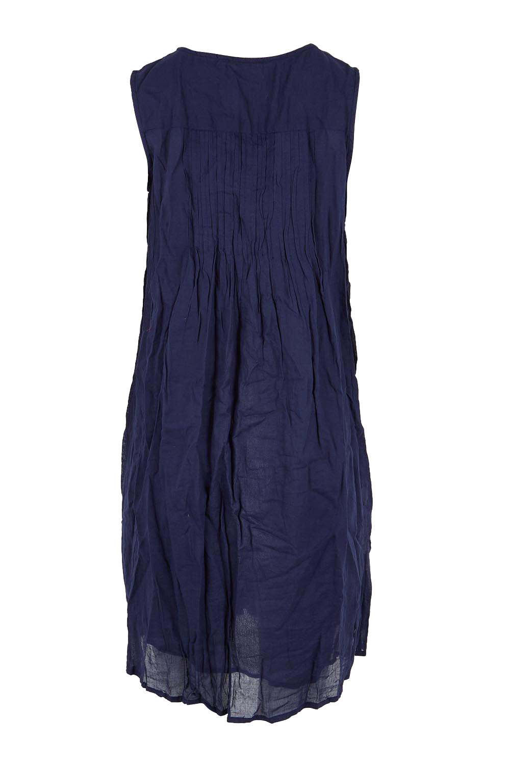 Product shot of the Essentials Easy Fit Sleeveless Cotton Dress - Navy in colour Navy, from the back
