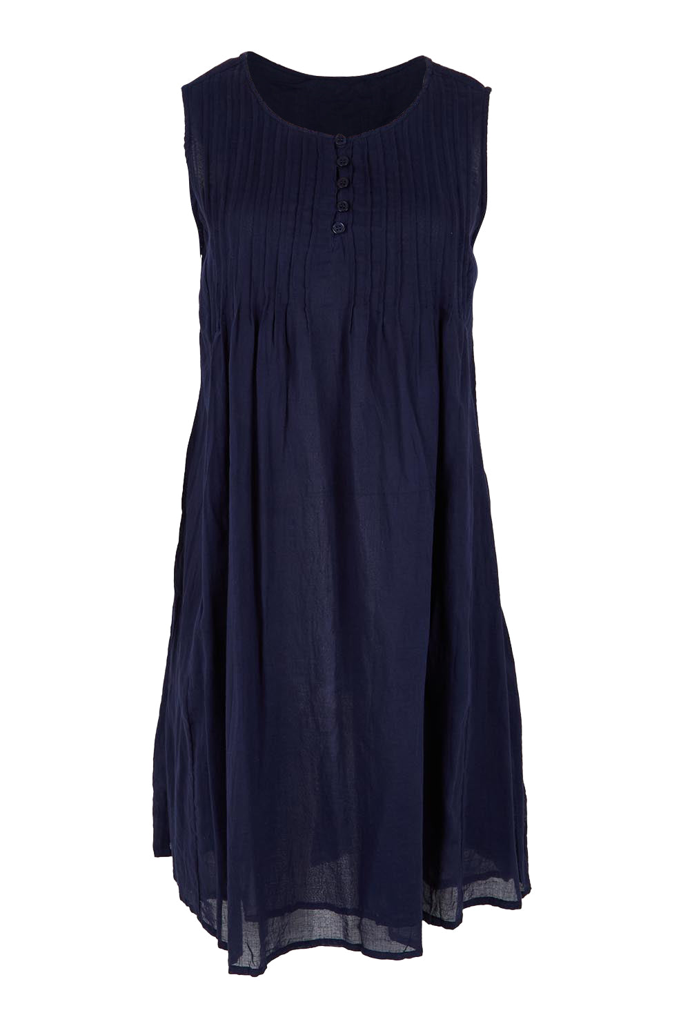Product shot of the Essentials Easy Fit Sleeveless Cotton Dress - Navy in colour Navy, from the front