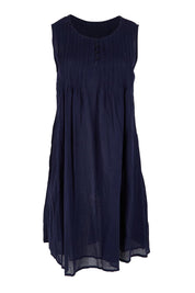 Product shot of the Essentials Easy Fit Sleeveless Cotton Dress - Navy in colour Navy, from the front