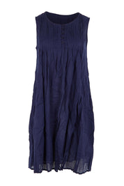 Product shot of the Essentials Easy Fit Sleeveless Cotton Dress - Navy in colour Navy, from the front