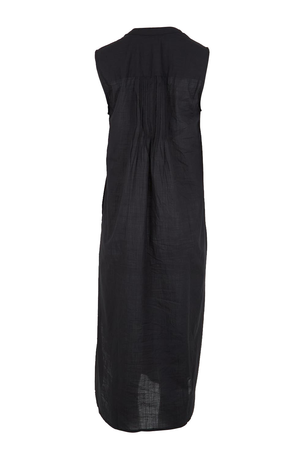 Product shot of the Essentials Pleated Cotton Dress - Black in colour Black, from the back