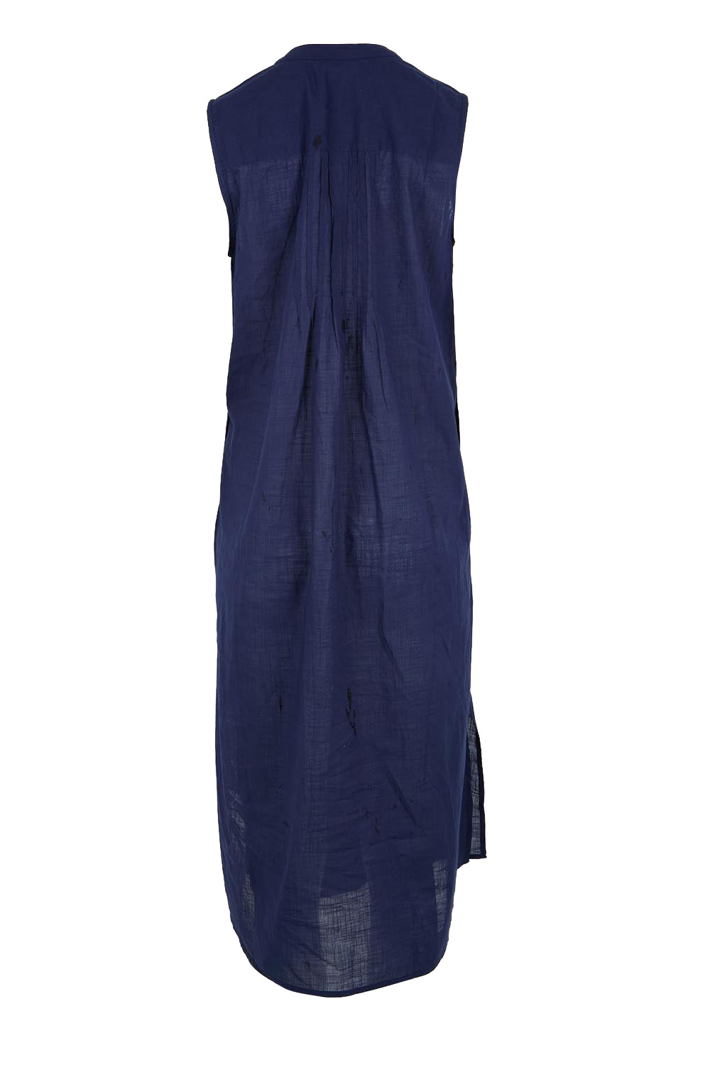 Product shot of the Essentials Pleated Cotton Dress - Navy in colour Navy, from the back