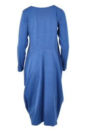 Product shot of the Cotton Blend Bubble Dress in colour Blue (Blue), from the back