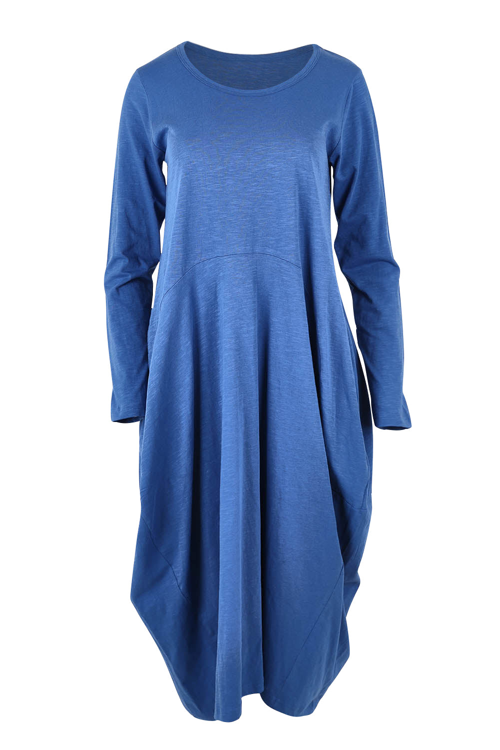 Product shot of the Cotton Blend Bubble Dress in colour Blue (Blue), from the front