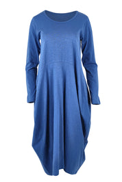 Product shot of the Cotton Blend Bubble Dress in colour Blue (Blue), from the front
