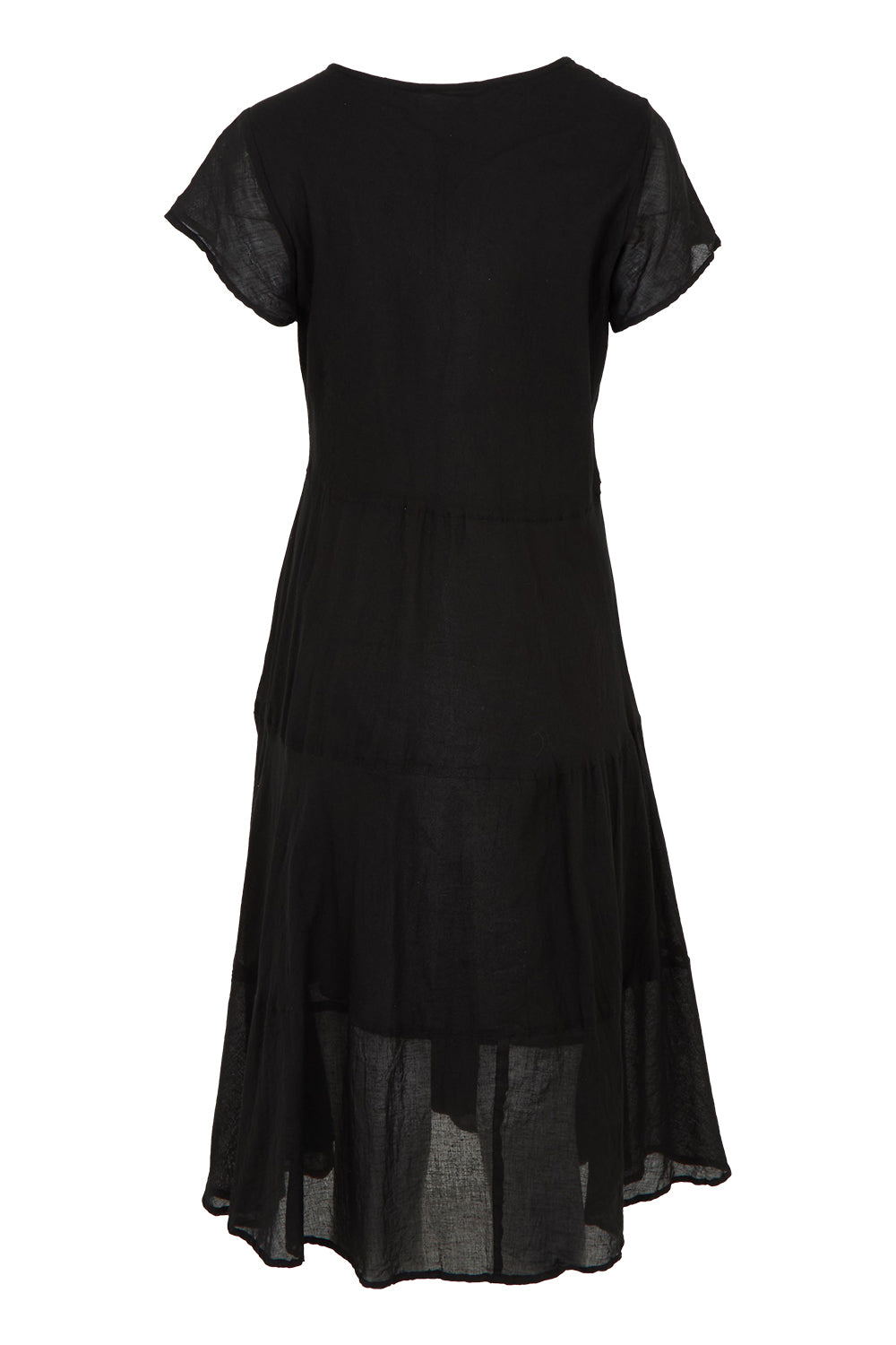 Product shot of the Essentials Bias Pockets Cotton Dress in colour Black (Black), from the back