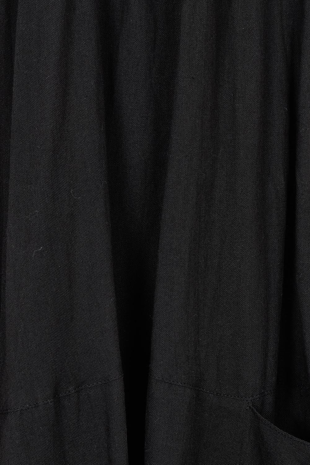 Product shot of the Essentials Bias Pockets Cotton Dress in colour Black (Black), detail