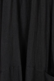 Product shot of the Essentials Bias Pockets Cotton Dress in colour Black (Black), detail
